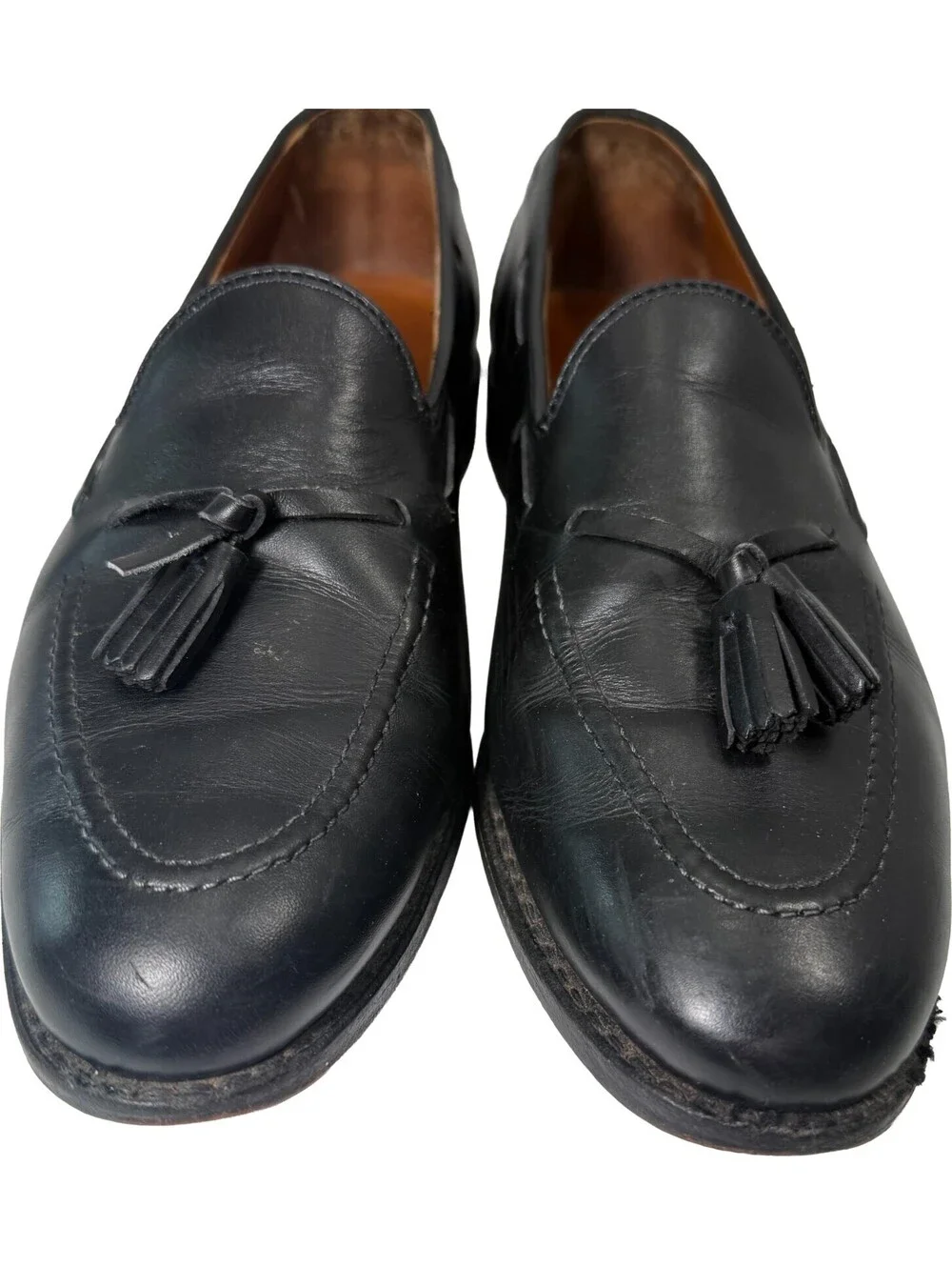 Allen Edmonds Acheson Black Leather Tassel Loafers Slip-On Dress Shoes Mens 10D